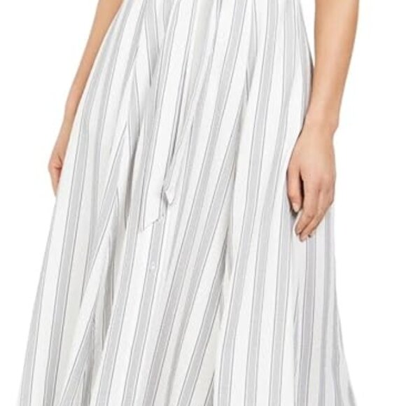 Calvin Klein Striped Belted A-Line Maxi Dress - Picture 2 of 8
